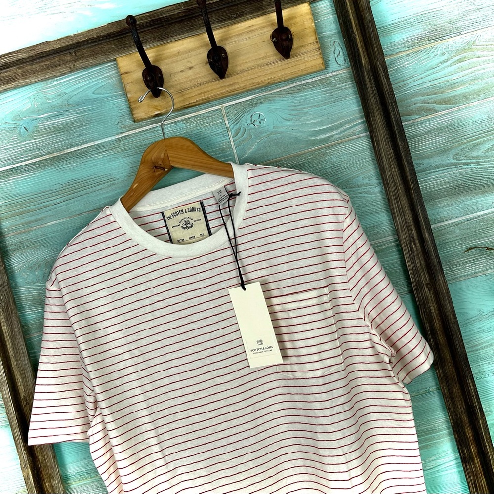 Scotch & Soda Striped “Cotton Linen Tee” 106231 - Picture 8 of 15